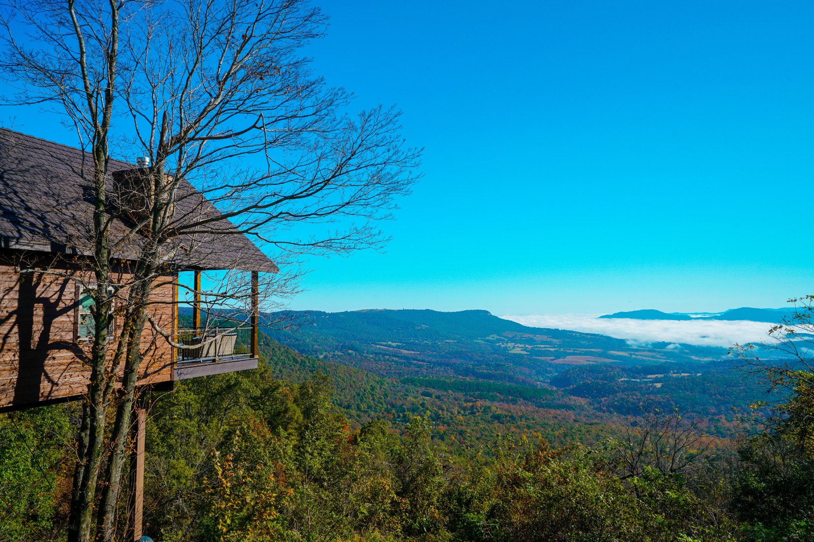 Autumn view over wooded Ozark hills near Fayetteville Arkansas